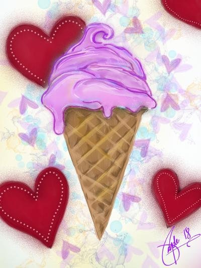Beautiful ice cream cone watercolor painting (digital download)