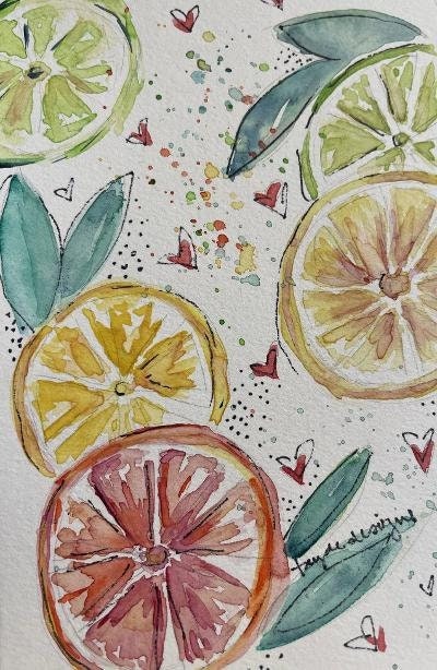 Citrus watercolor painting (digital download)
